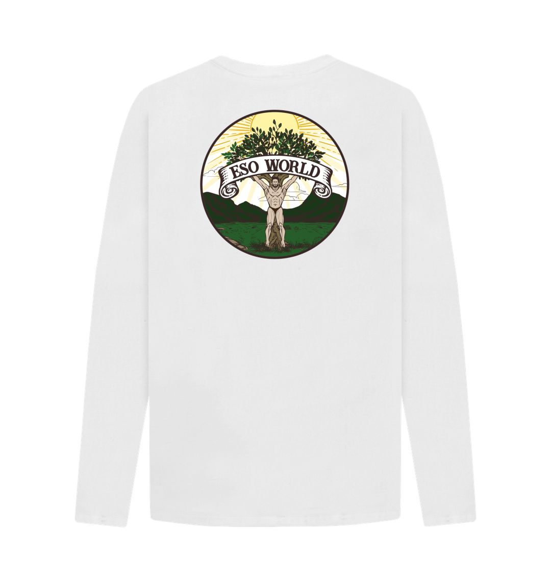 White Long Sleeve T-Shirt (Back Logo) - Men's