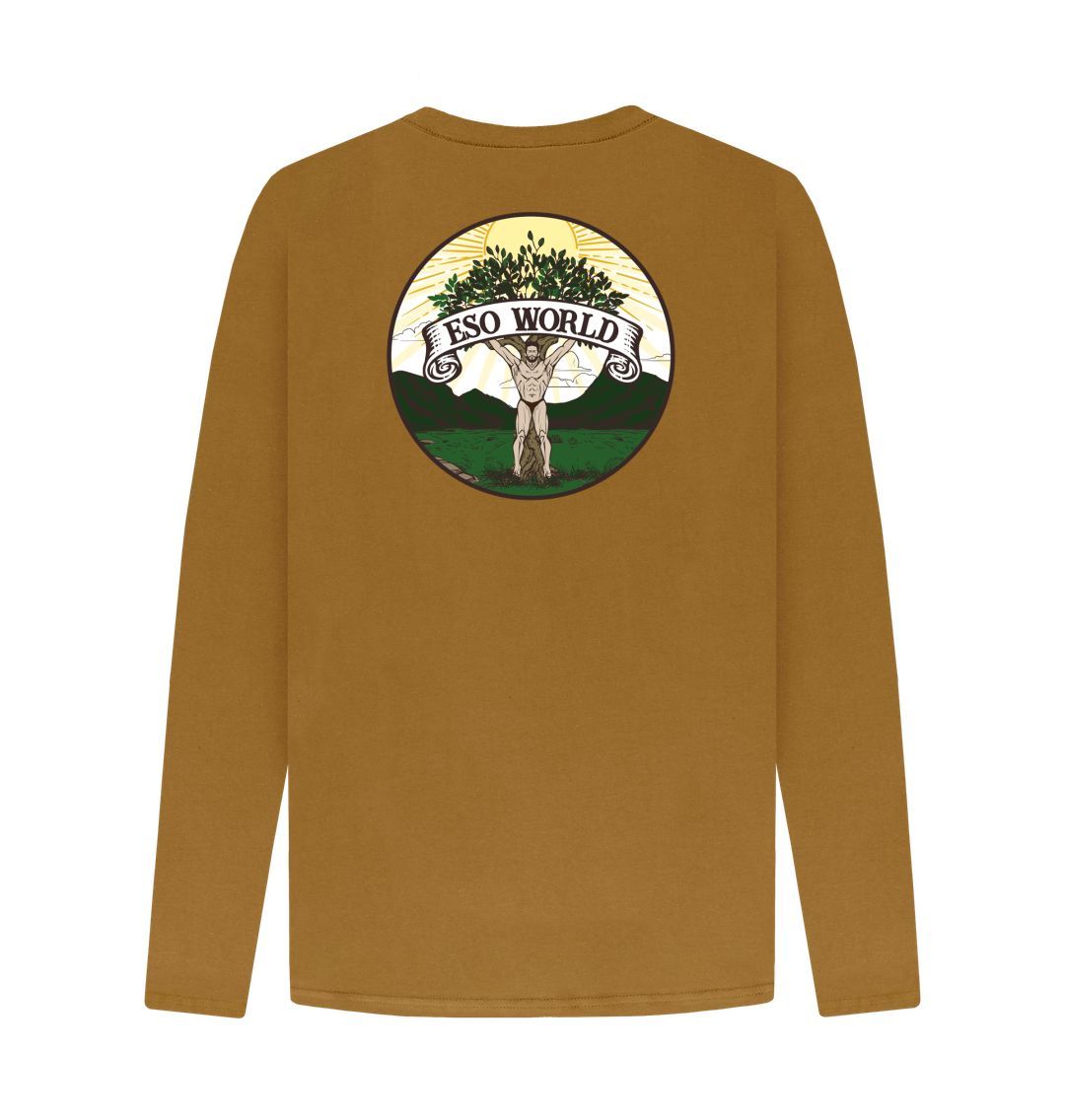 Brown Long Sleeve T-Shirt (Back Logo) - Men's